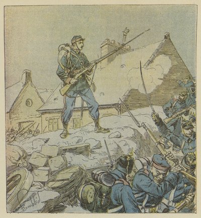 Il sergente Pitou, salendo intrepidamente sulla barricata di Courceboeufs, decide la presa del villaggio da after Louis Charles Bombled