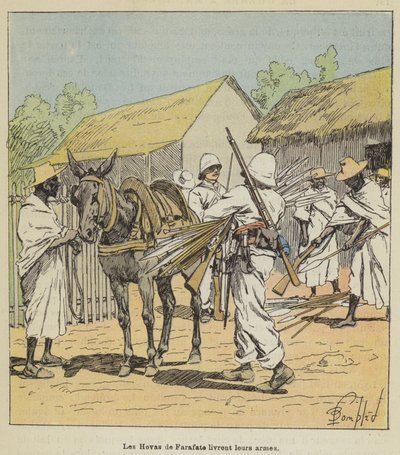 Gli Hovas di Farafate consegnano le loro armi da after Louis Charles Bombled
