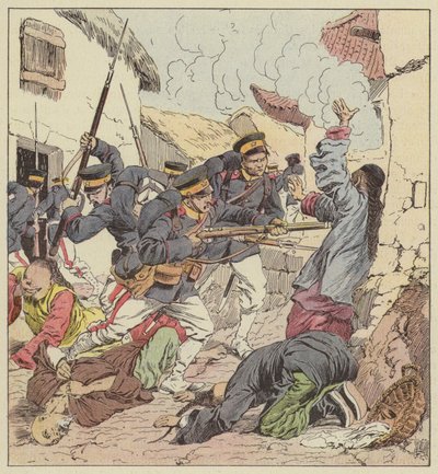 I giapponesi massacrano i cinesi di Port-Arthur da after Louis Charles Bombled
