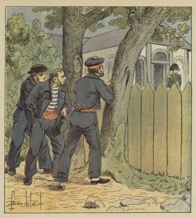 I soldati del Northumberland si nascondono dietro gli alberi per vedere Bonaparte da after Louis Charles Bombled