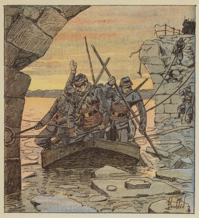 I volontari di Cathelineau attraversano la Loira a Châteauneuf da after Louis Charles Bombled