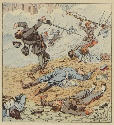 Morte del capitano de Boissieu nel combattimento di Orléans da after Louis Charles Bombled