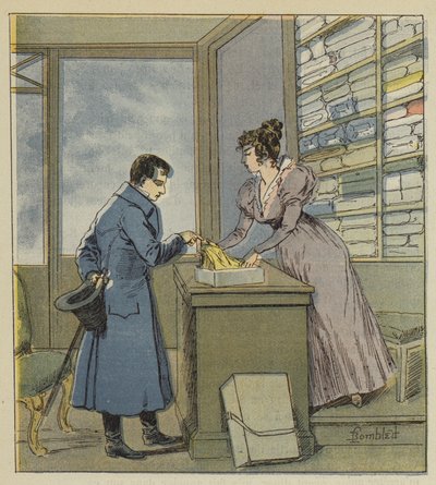 Napoleone travestito in un negozio di rue Saint-Denis da after Louis Charles Bombled