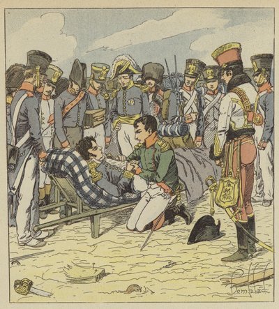 Napoleone e il maresciallo Lannes morente da after Louis Charles Bombled