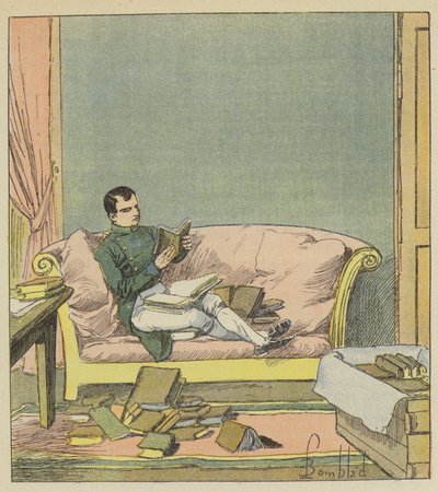 Napoleone sfoglia i libri che gli sono stati appena inviati da after Louis Charles Bombled