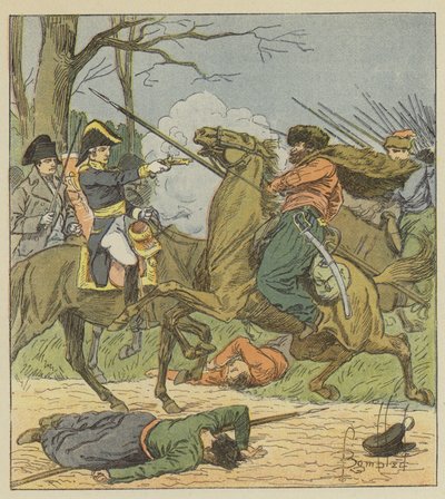 Napoleone sorpreso a Brienne dai cosacchi da after Louis Charles Bombled