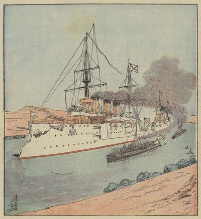 Navi da guerra russe nel canale di Suez da after Louis Charles Bombled