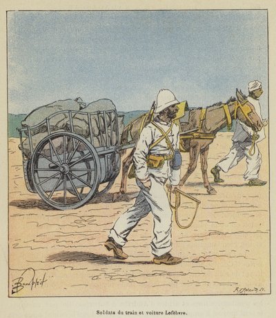 Soldati del treno e carrozza Lefebvre da after Louis Charles Bombled