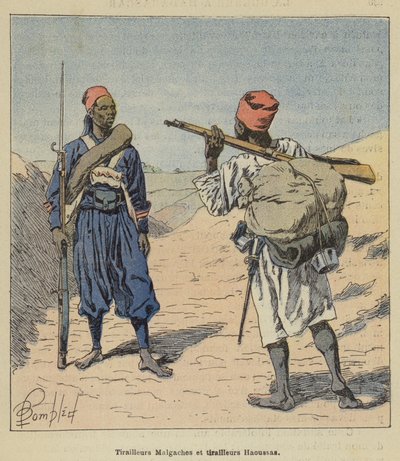 Tiratori malgasci e tiratori haussa da after Louis Charles Bombled