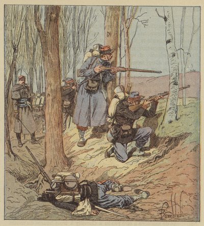 Tirailleurs in combattimento ad Artenay da after Louis Charles Bombled