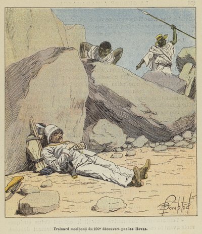Trascinatore moribondo del 200º scoperto dagli Hovas da after Louis Charles Bombled