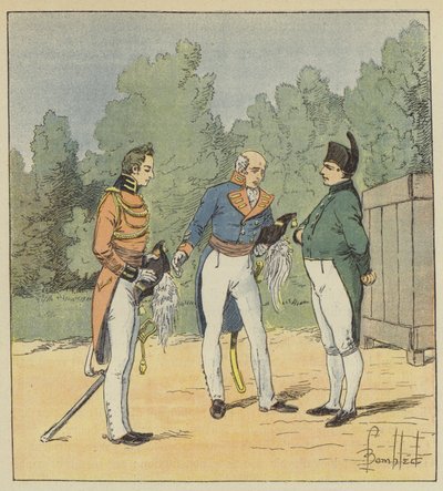Un capitano inglese presenta un tenente a Napoleone da after Louis Charles Bombled