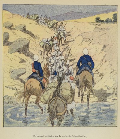 Un convoglio militare sulla strada di Suberbieville da after Louis Charles Bombled