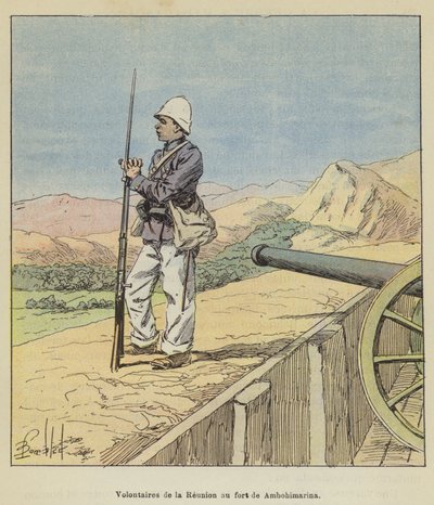 Volontari della Riunione al forte di Ambohimarina da after Louis Charles Bombled