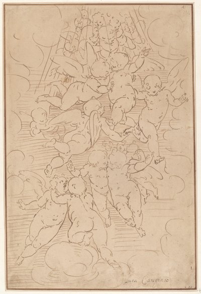 Un Gruppo di Angeli in Gloria da after Luca Cambiaso Italian 17th Century