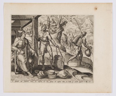 Jesse manda David con doni ai suoi fratelli da after Maarten van Heemskerck
