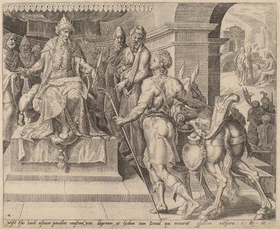 Davide porta doni da suo padre a Saul da after Maerten van Heemskerck
