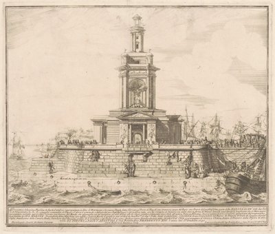 La Prima Macchina per la Chinea del 1750: Il Nuovo Molo di Napoli da after Michelangelo Specchi Jérôme Charles Bellicard