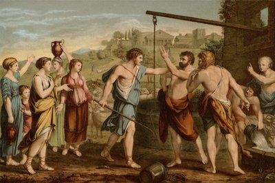 Mosè che difende le figlie da after Nicolas Poussin