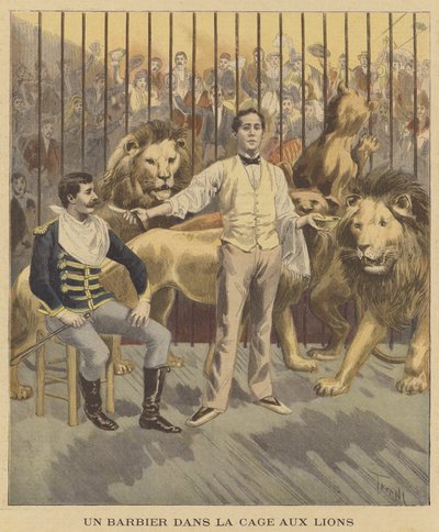 Un barbiere nella gabbia dei leoni da after Oswaldo Tofani