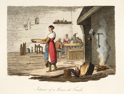 Interno di una Casa a Fondi, da Italian Scenery, rappresentante i Costumi, le Usanze e i Divertimenti dei diversi Stati d