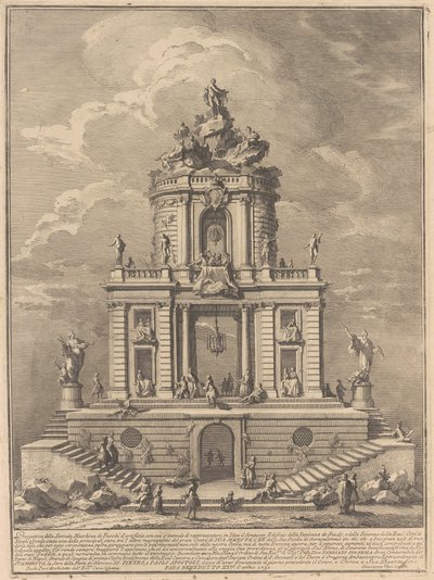 La Seconda Macchina per la Chinea del 1751: Il Palazzo della Saggezza, Studi e Scienze da after Paolo Posi Giuseppe Vasi