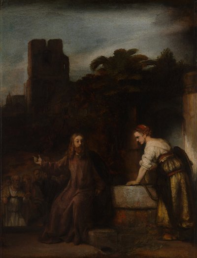 Cristo e la donna di Samaria da after Rembrandt van Rijn