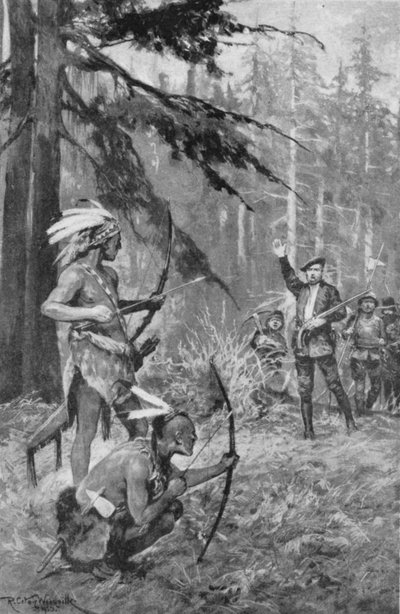 Jacques Cartier incontra i nativi in una foresta vicino al fiume San Lorenzo da after Richard Caton II Woodville