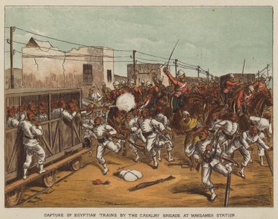 Cattura dei treni egiziani da parte della Brigata di Cavalleria alla stazione di Mahsameh da after Richard Simkin