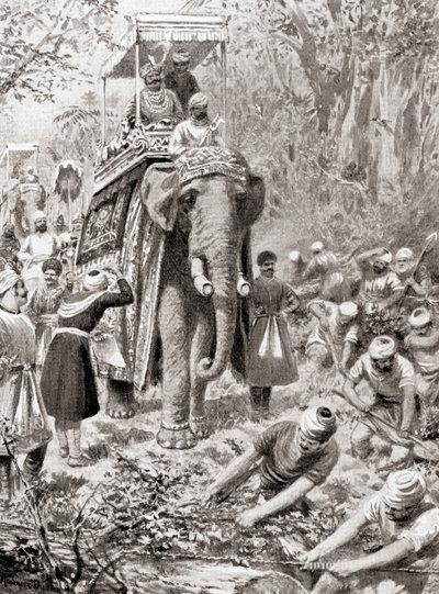 Ispezione della Grande Strada del Nord di Sher Shah Suri, (ora La Grande Strada del Trono), da Hutchinsons History of the Nations, pub.1915 da after Robert Dudley