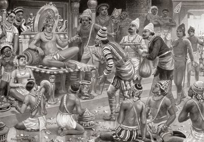 Pulakeshin II, il Chalukaya, riceve inviati dalla Persia a Badami, da Hutchinsons History of the Nations, pub.1915 da after Robert Dudley