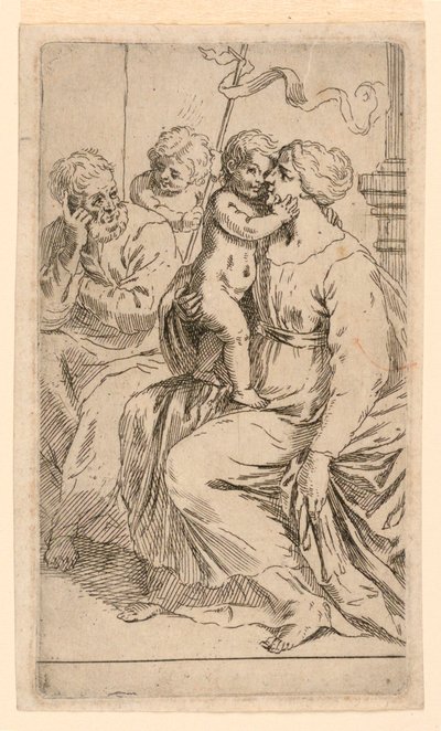 La Sacra Famiglia con San Giovanni da after Simone Cantarini