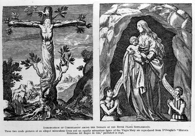 Introduzione del cristianesimo tra gli indiani degli insediamenti del Rio della Plata, riprodotto da Historia Relatione del Regno di Cile di d