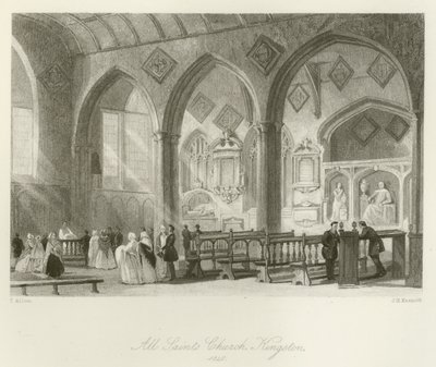 Chiesa di Tutti i Santi, Kingston, 1840 da after Thomas Allom