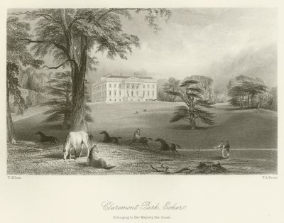 Parco di Claremont, Esher, appartenente a Sua Maestà la Regina da after Thomas Allom