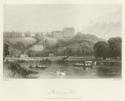 Richmond Hill, visto da una breve distanza sopra il ponte da after Thomas Allom