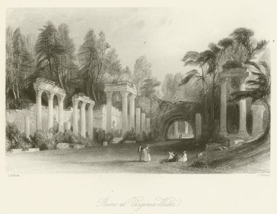 Rovine a Virginia Water da after Thomas Allom