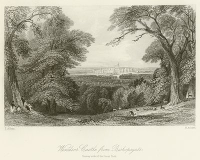 Castello di Windsor da Bishopsgate, lato Surrey del Great Park da after Thomas Allom