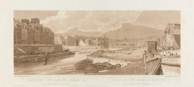 Veduta della città con il Louvre. 1802; Tavola 3 da Vedute di Parigi, il volume Emanuel da after Thomas Girtin