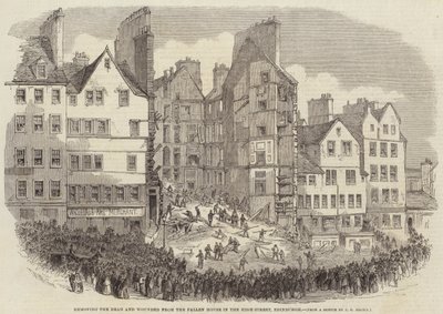 Rimozione dei Morti e dei Feriti dalla Casa Crollata in High-Street, Edimburgo da after Thomas Harrington Wilson