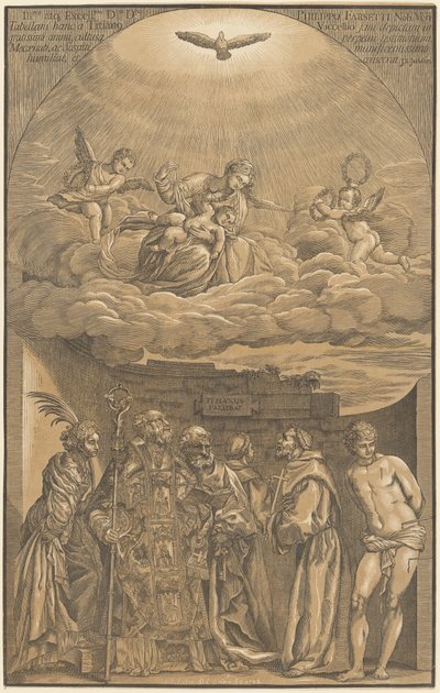 La Vergine e il Bambino tra le Nuvole con Sei Santi da after Titian John Baptist Jackson