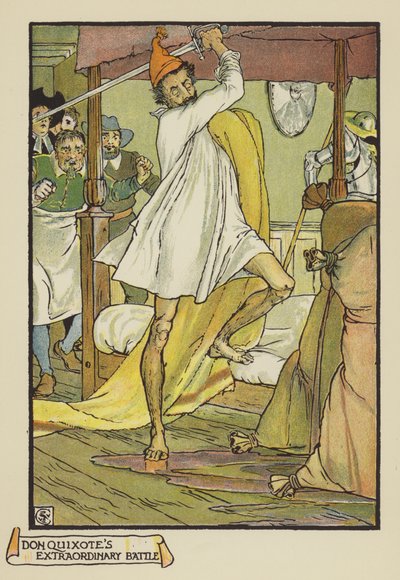 La straordinaria battaglia di Don Chisciotte da after Walter Crane