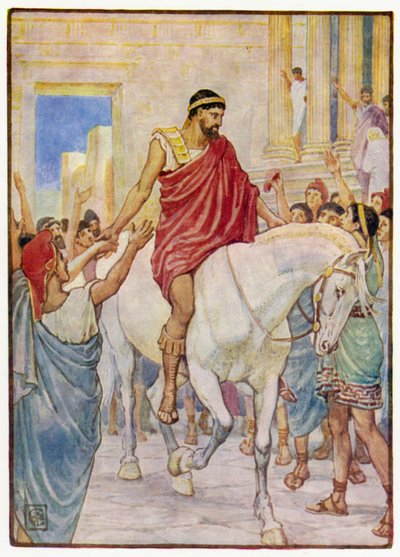 La moltitudine lo salutò con forti acclamazioni da after Walter Crane