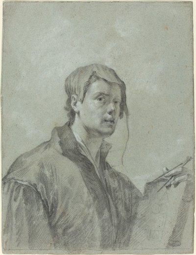 Un artista con un libro e una bussola da after Willem Drost