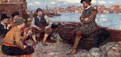 Shakespeare parla con alcuni uomini di Raleigh tornati dal Main spagnolo da after William Hatherell