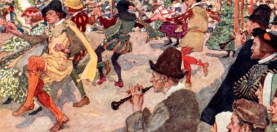 Shakespeare guarda una danza Morris al Maypole a Cornhill, Londra da after William Hatherell