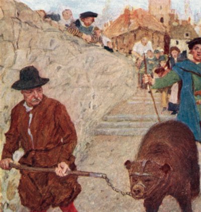 Shakespeare guarda un orso sulla strada per il Bear Garden a Bankside da after William Hatherell
