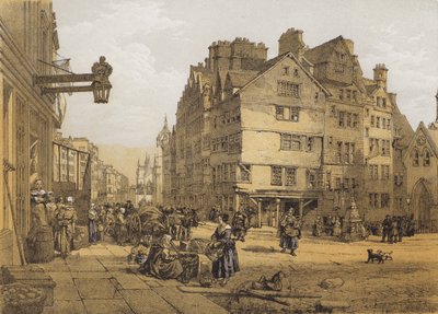 High Street dalla testa di West Bow, Lawnmarket da after William Leighton Leitch