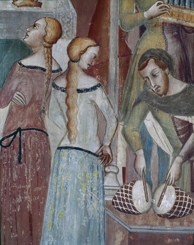 Come il diavolo chiede a Dio di tentare Giobbe, specialmente il tamburino da also Manfredi de Battilori Bartolo di Fredi