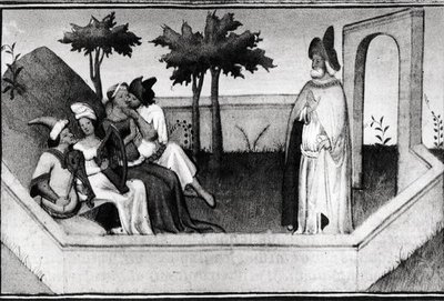Come il Vecchio della Montagna ricevette i seguaci nel giardino, dal Livre des Merveilles du Monde, c.1410-12 da and workshop Boucicaut Master